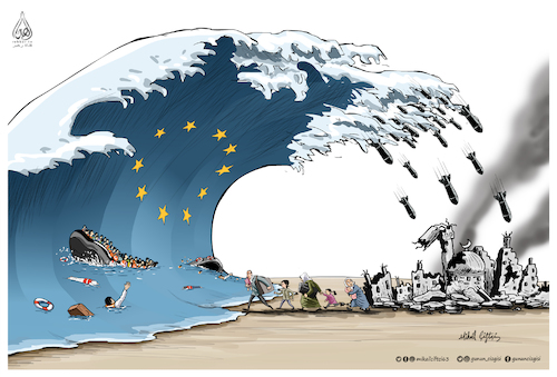 Cartoon: EU truth ! (medium) by Mikail Ciftci tagged eu,refugees,war,children,mikail