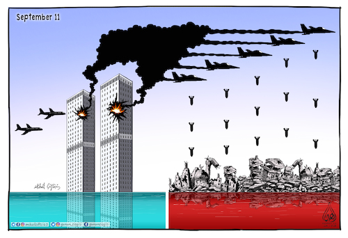 Cartoon: September 11 (medium) by Mikail Ciftci tagged september11,usa,islamicgeography,mikailciftci,war