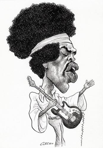 Cartoon: Jimi Hendrix (medium) by Gero tagged caricature