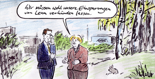 Cartoon: Beliebtheit (medium) by Bernd Zeller tagged einsparungen,steuern,lena,eurovision,grand,prix,schlager,meyer,landrut,merkel,westerwelle