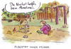 Cartoon: Pubertät immer früher (small) by Bernd Zeller tagged pubertät,jugend,abnehmen,dick,dünn,magersucht,körper,fitness,bulimie