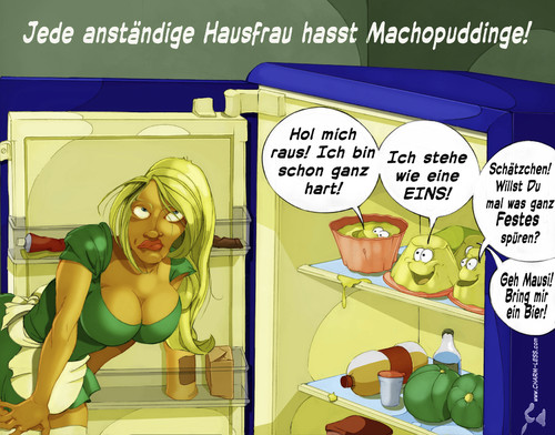 Cartoon: Machopuddinge (medium) by Charmless tagged macho,puddinge,sexy,kühlschrank