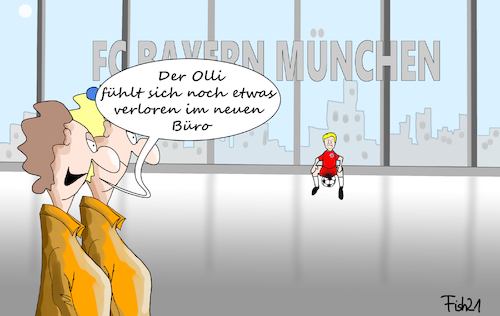 Cartoon: Kahn übernimmt (medium) by Fish tagged fc,bayern,münchen,fussball,oliver,kahn,torwart,büro,vorstand,vorsitzender