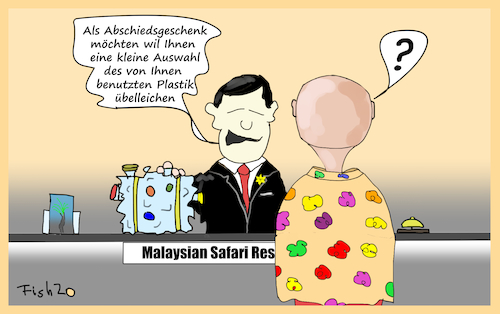 Cartoon: Plastikmüll (medium) by Fish tagged plastik,umwelt,verschmutzung,malaysia,müllentsorgung