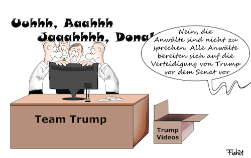 Cartoon: Trump Video (medium) by Fish tagged trump,impeachment,amtsenthebung,capitol,sturm,demokratie,mob,pöbel,republikaner,senat,demokraten,prnodarsteller,stormy,daniels,anwalt,anwälte,verteidigung,gericht,verhandlung