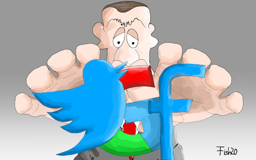 Cartoon: Türkei gegen Twitter und Co (medium) by Fish tagged türkei,erdogan,zensur,twitter,facebook,google,social,media,soziale,medien,kontrolle,beschimpfungen