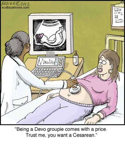 Cartoon: Devo (medium) by noodles tagged noodles,doctor,sonogram,cesaerean,devo