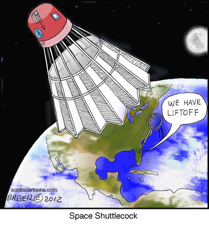 Cartoon: Shuttlecock (medium) by noodles tagged space,shuttle,nasa,badminton,earth,planet