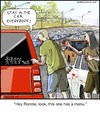 Cartoon: Zomie Minivan (small) by noodles tagged zombies,minivan,stick,figure,family