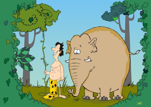 Cartoon: Tarzan (medium) by Pinella tagged dschungel,tarzan,elefant