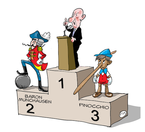 Cartoon: liar (medium) by zule tagged pinocchio,liar,baron,munchausen
