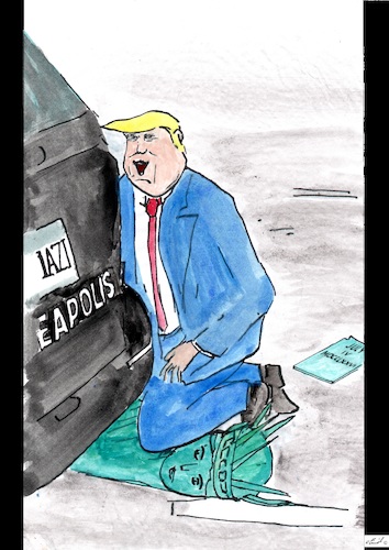 Cartoon: Der Präsident kniet (medium) by Stefan von Emmerich tagged vote,him,away,donald,trump,dump,president,america,the,liar,tweets,tonight