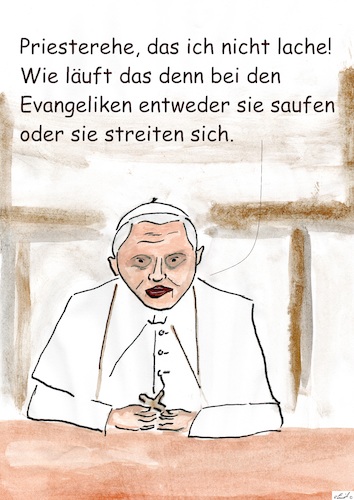 Cartoon: Priesterehe (medium) by Stefan von Emmerich tagged zölibat,priesterehe,benedikt,evangelische