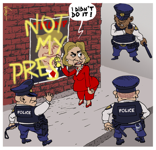 Cartoon: Not My President (medium) by NEM0 tagged hillary,clinto,donald,trump,police,grafitti,elections,protests,recount,hillary,clinto,donald,trump,police,grafitti,elections,protests,recount