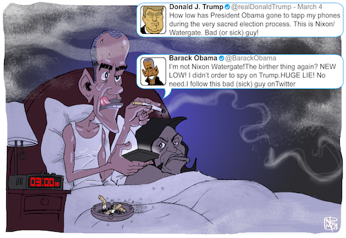 Cartoon: Spying at 3 AM (medium) by NEM0 tagged barack,obama,donald,trump,obamagate,towergate,phone,wire,tap,tapping,spy,spying,surveillance,bigbrother,cia,fbi,nsa,investigation,security,hack,russia,russian,collusion,fake,news,bias,lie,nixon,watergate,birther,nemo,barack,obama,donald,trump,obamagate,towergate,phone,wire,tap,tapping,spy,spying,surveillance,bigbrother,cia,fbi,nsa,investigation,security,hack,russia,russian,collusion,fake,news,bias,lie,nixon,watergate,birther,nemo