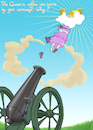 Cartoon: Queen Coffin on a Gun (small) by NEM0 tagged uk,united,kingdom,london,buckingham,great,britain,england,commonwealth,royal,monarch,monarchy,windsor,rip,saxe,coburg,and,gotha,queen,elizabeth,ii,qeii,throne,crown,realm,castle,pearly,gates,gun,carriage,cannon,boom,charles,iii,coffin,obit,passing,god,save,the