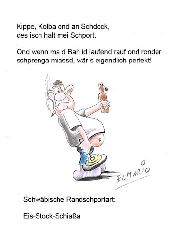 Cartoon: eisstockschiaßa (medium) by elmario55 tagged schwäbisch,schwaben,sport,alltag