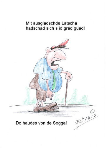Cartoon: Hadscha mit Latscha (medium) by elmario55 tagged schwoba,alldag,illertal,schwaben