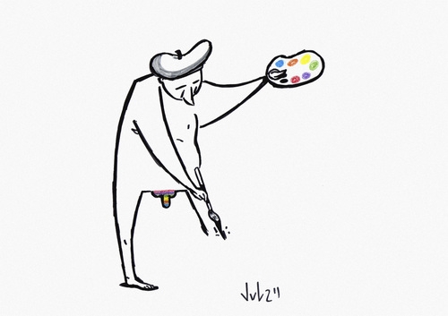Cartoon: Artist in Art (medium) by julianloa tagged art,artist,colors,ego,paintbrush