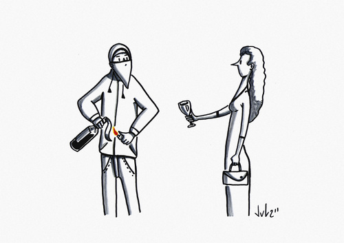 Cartoon: Wine (medium) by julianloa tagged riots,wine,london,molotov