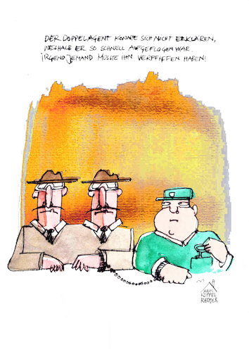 Cartoon: Doppelagent (medium) by Koppelredder tagged doppelagent,spionage,polizei,verhaftung,geheimdienst,doppelagent,spionage,polizei,verhaftung,geheimdienst