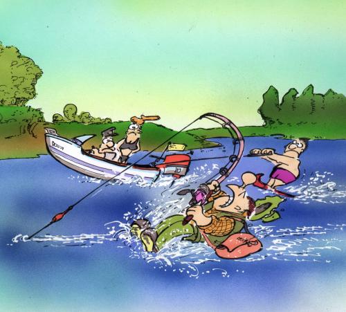 Cartoon: Cartoon Angeln (medium) by HSB-Cartoon tagged angeln,,angeln,fischen,bremse,jagd,motorboot,schlepptau,wasserski,rennboot