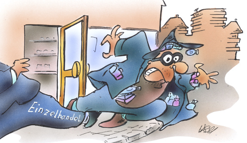 Cartoon: Diebstahl (medium) by HSB-Cartoon tagged dieb,diebstahl,einzelhandel,geschäft,kaufleute,kaufhaus