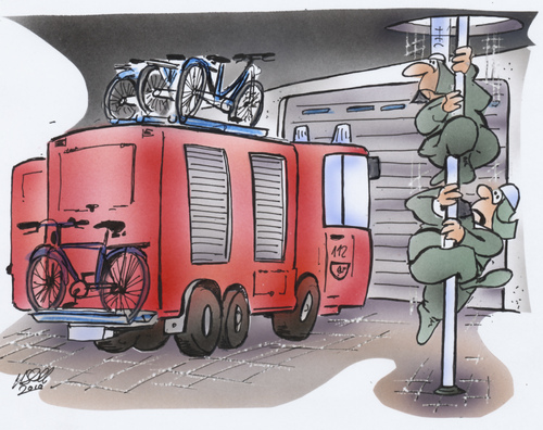 Cartoon: feuerwehreinsatz (medium) by HSB-Cartoon tagged feuerwehr,wasser,fahrrad,feuerwehrmann,feuerwehr,wasser,fahrrad,feuerwehrmann,job,beruf