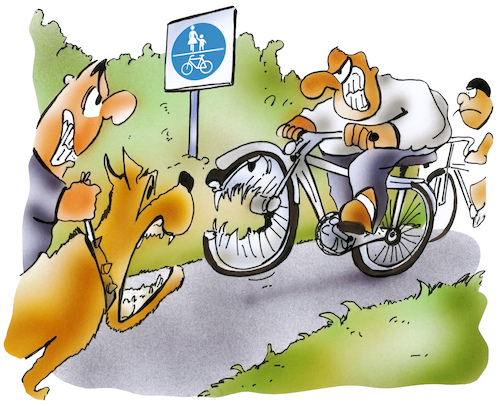 Hunde und Radfahrer