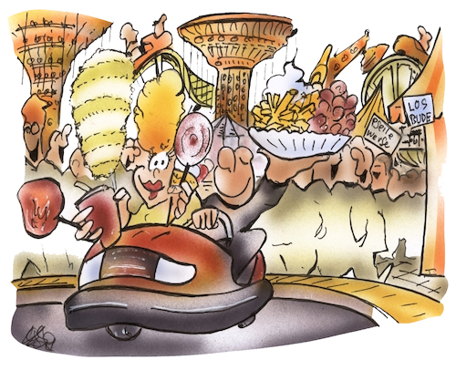 Cartoon: Jahrmarkt (medium) by HSB-Cartoon tagged jahrmarkt,kirmes,autoscotter,kirmesattraktion,send,jahrmarkbeschicker,spass,weihenfest,zuckerwatte,losbude,cartoon,jahrmarkt,kirmes,autoscotter,kirmesattraktion,send,jahrmarkbeschicker,spass,weihenfest,zuckerwatte,losbude,cartoon