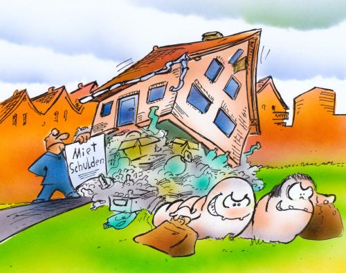 Cartoon: Mietno-maden (medium) by HSB-Cartoon tagged mieter,vermieter,haus,wohnung,mietnomade