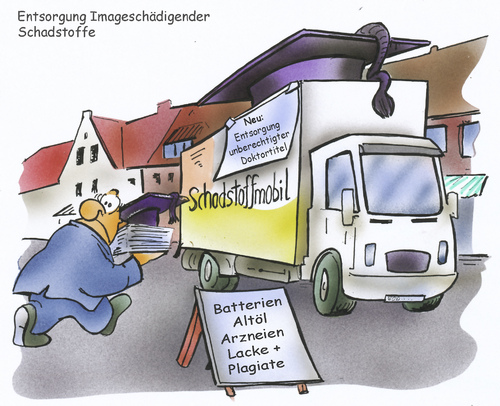 Cartoon: Plagiatentsorgung (medium) by HSB-Cartoon tagged plagiat,doktor,politik,politiker,verteidigungsminister,guttenberg,arbeit,doktorarbeit,schadstoff,schadstoffmobil,karikatur,cartoon,hsbcartoon,hsbfaktory,airbrush,plagiat,doktor,guttenberg