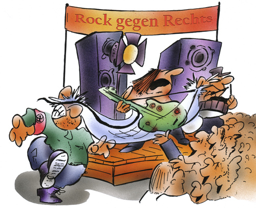 Cartoon: Rock gegen Rechts (medium) by HSB-Cartoon tagged konzert,rock,rockmusik,rockmusic,rechte,linke,autonome,musik,nazis,widerstand,zivilcourage,konzert,rock,rockmusik,rockmusic,rechte,linke,autonome,musik,nazis,widerstand,zivilcourage