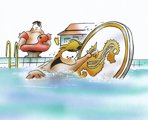 Cartoon: Seepferdchen (medium) by HSB-Cartoon tagged baden,badeanstalt,freibad,schwimmen,schwimmer,wasser,kinder,kids,swimming,seepferdchen,nichtschwimmer,haushaltslage,bäderschließung,airbrush