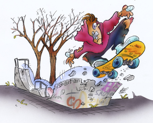 Cartoon: skater (medium) by HSB-Cartoon tagged skater,skateboard,teens,jugend,skaterbahn,halfpipe