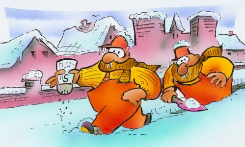 Cartoon: Streudienst (medium) by HSB-Cartoon tagged winter,streudienst,stadt,schnee,frost,kälte,winterdienst