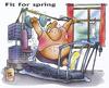 Cartoon: fit for spring (small) by HSB-Cartoon tagged fit,fitness,gym,sport,spring,hantel,walking,cartoon,caricature,airbrush