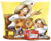 Cartoon: Kuscheltierdoktor (small) by HSB-Cartoon tagged kuscheltier,arzt,ärztin,doktor,kinderarzt,schmusetier,krankheit,op,operation,nähen,heilen,reparieren,kinder,kinderspielzeug,krankenschwester,patient,cartoon
