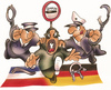 Cartoon: Polizeiarbeit (small) by HSB-Cartoon tagged polizei,polizeiarbeit,polizist,verbrecher,verbrechen,crime,karikatur,untat,karikaturist,räuber,eu,europa,niederlande,deutschland,cartoon,grenze,grenzgänger,zoll,bande,diebstahl,justiz,ganove