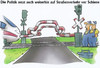 Cartoon: Straße vor Schiene (small) by HSB-Cartoon tagged starße strasse verkehr zug schiene bahnschranke andreaskreuz ice lok politik verkehrspolitik cartoon caricature karikatur hsb airbrush