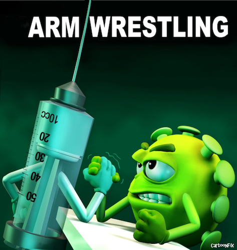 Cartoon: Arm Wrestling (medium) by Cartoonfix tagged arm,wrestling,corona,pandemie,impfen