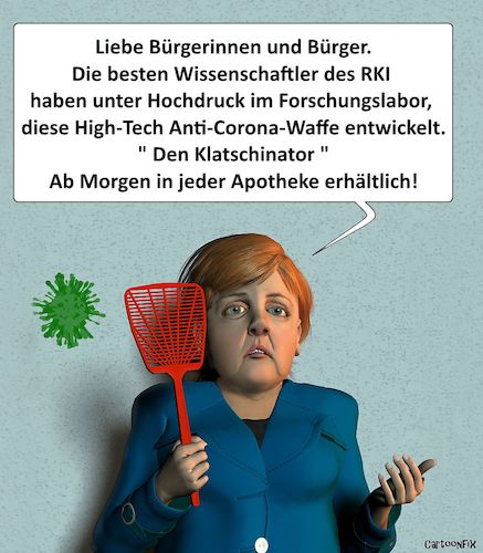 Cartoon: Die Geheimwaffe-Secret Weapon (medium) by Cartoonfix tagged corona,virus,geheimwaffe,rki,merkel,und,co