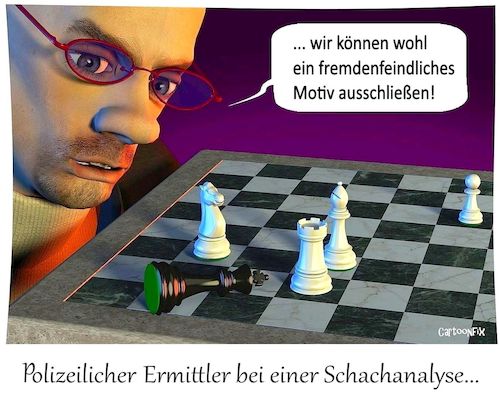 Cartoon: Die Schachanalyse (medium) by Cartoonfix tagged rassismus,schach,freizeit,psychologie,hobby,polizei