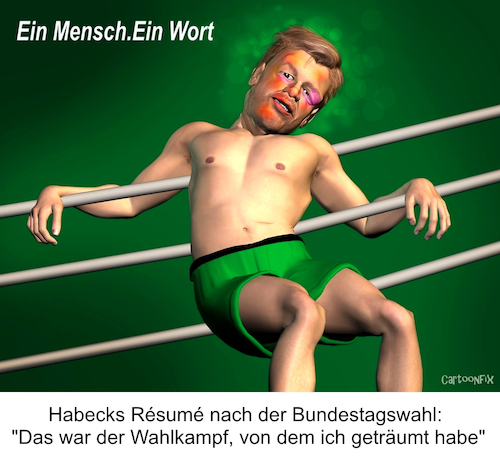 Cartoon: Habeck träumt... (medium) by Cartoonfix tagged habeck,gruene,verlieren,haushoch,bundestagswahl,2025