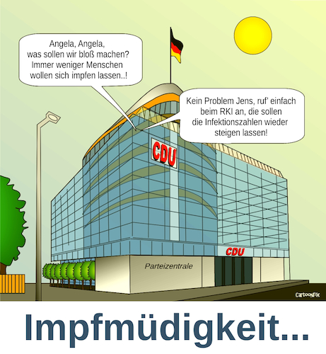 Cartoon: Impfmüdigkeit (medium) by Cartoonfix tagged impfmüdigkeit,infektionszahlen,rki,bundesregierung