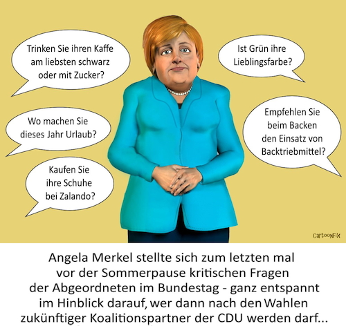Cartoon: Kritische Fragen (medium) by Cartoonfix tagged kritische,fragen,angela,merkel,bundestag