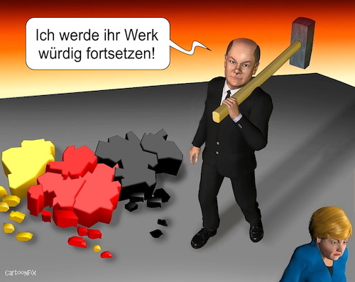 Cartoon: Merkel geht...Scholz kommt! (medium) by Cartoonfix tagged merkel,geht,scholz,kommt