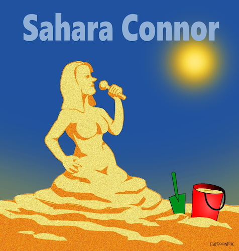 Cartoon: Sahara Connor (medium) by Cartoonfix tagged sahara,connor,sarah,musican