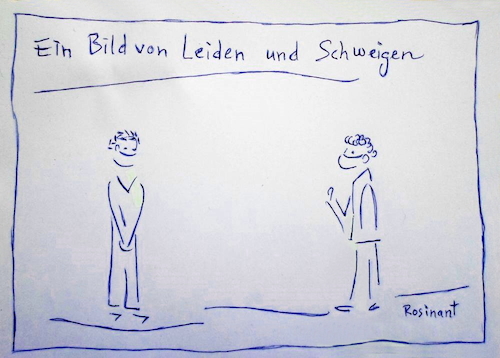 Cartoon: Ein Bild von Leiden u. Schweigen (medium) by Rosinante tagged corona,sozial,maskenpflicht