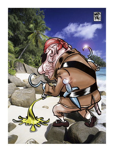 Cartoon: Entre ganchos anda la cosa (medium) by Wadalupe tagged pirata,garfios,historico,playa,tesoro,parche,abordaje